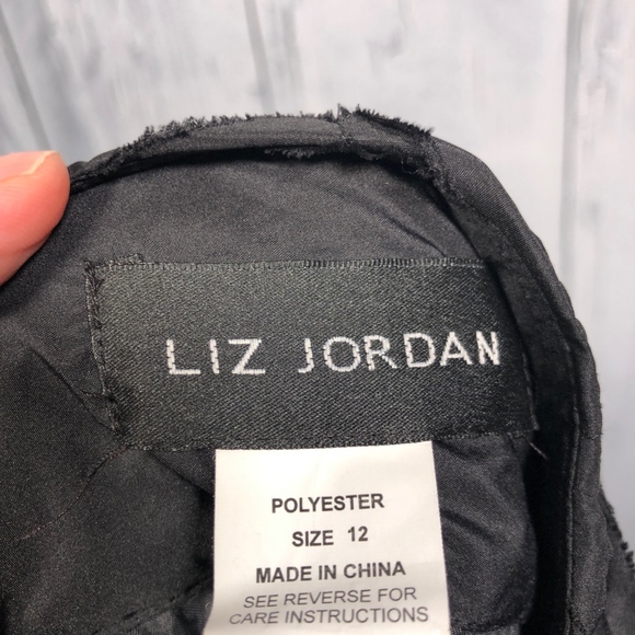 Liz Jordan Black Lined Textured Skirt Sz 12 NWT - Picture 7 of 8